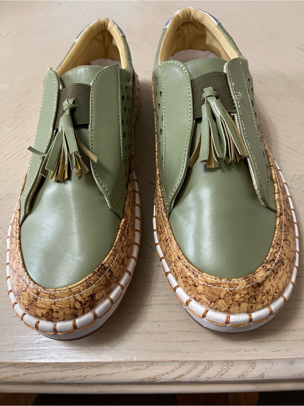 Women’s Olive Green Slip-On Tassel Moccasins